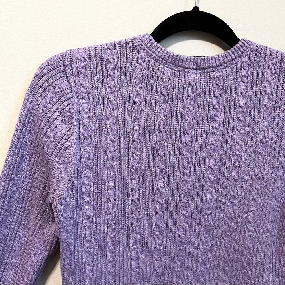 Basic Editions Light Purple V Neck Cable Knit Rib… - image 5